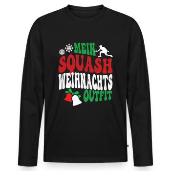 Squash Weihnachten Outfit Squashspieler XMAS - Männer Premium Bio Langarmshirt - Schwarz - Vorne - Nico (187cm)