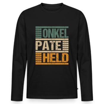 Onkel Pate Held - Männer Premium Bio Langarmshirt - Schwarz - Vorne - Nico (187cm)
