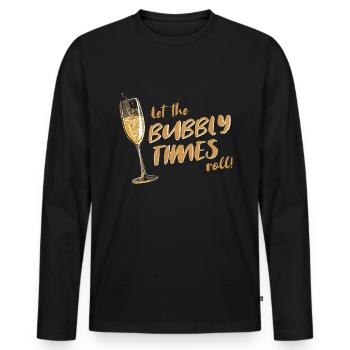 et Prosecco - Bubbly Times - T-shirt manches longues Premium bio Homme - noir - Devant - Nico (187cm)