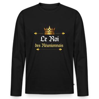 Le Roi Des Réunionnais Homme King île La Réunion - T-shirt manches longues Premium bio Homme - noir - Devant - Nico (187cm)