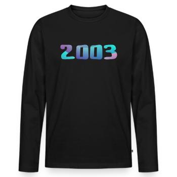 Geburtstagsgeschenk 2003 Jahrgang 2003 Retro 2003 - Männer Premium Bio Langarmshirt - Schwarz - Vorne - Nico (187cm)