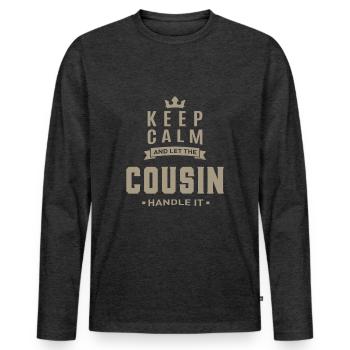 Gardez votre calme cousin - T-shirt manches longues Premium bio Homme - anthracite chiné - Devant - Nico (187cm)