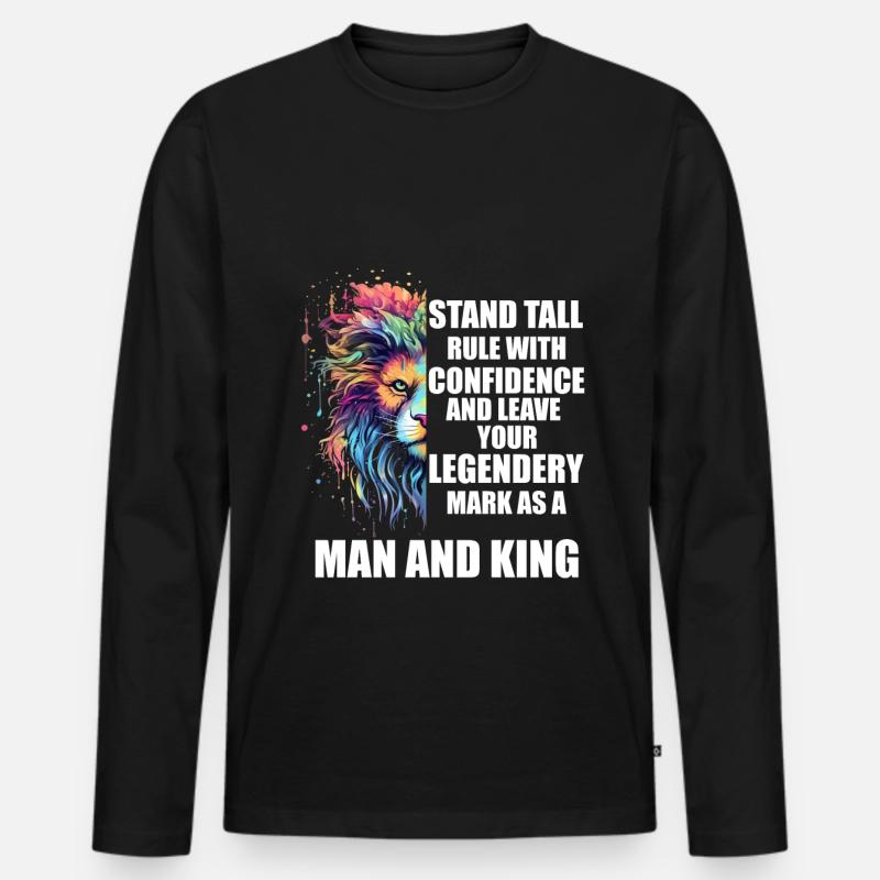 Man and King - Männer Premium Bio Langarmshirt - Schwarz
