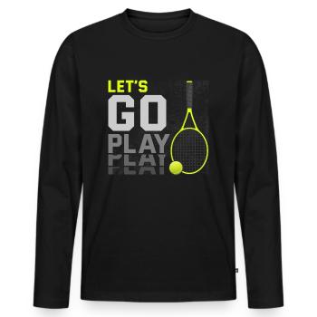 Tennisspieler Tennisschläger Tennisball Tennis - Männer Premium Bio Langarmshirt - Schwarz - Vorne - Nico (187cm)