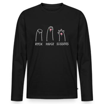 Rock Paper Scissors Cat Cat Lover Funny - T-shirt manches longues Premium bio Homme - noir - Devant - Nico (187cm)