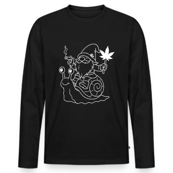 Lässiger Zwerg auf Schnecke mit Joint - Männer Premium Bio Langarmshirt - Schwarz - Vorne - Nico (187cm)