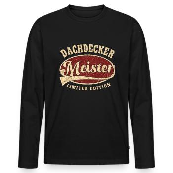 Dachdecker Meister limitet edition retro - Männer Premium Bio Langarmshirt - Schwarz - Vorne - Nico (187cm)