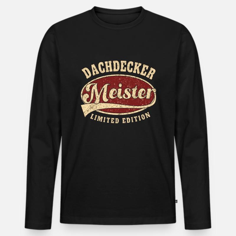 Dachdecker Meister limitet edition retro - Männer Premium Bio Langarmshirt - Schwarz