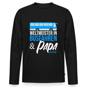 Busfahrer Papa Vater Schulbus Vatertag - Männer Premium Bio Langarmshirt - Schwarz - Vorne - Nico (187cm)