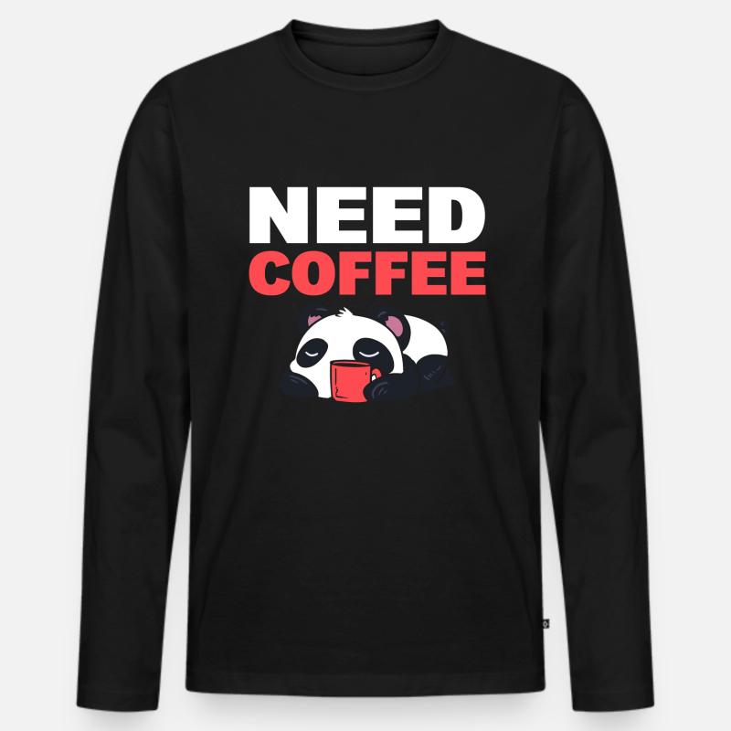 Need Coffee Kaffee - Männer Premium Bio Langarmshirt - Schwarz
