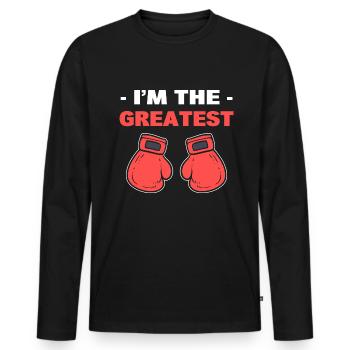 I'm The Greatest Professioneller Boxer - Männer Premium Bio Langarmshirt - Schwarz - Vorne - Nico (187cm)