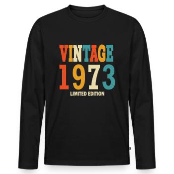 50 anniversaire 50 ans nés en 1973 - T-shirt manches longues Premium bio Homme - noir - Devant - Nico (187cm)