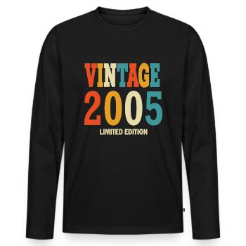 18 anniversaire 18 ans né 2005 - T-shirt manches longues Premium bio Homme - noir - Devant - Nico (187cm)