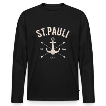 Sankt Pauli St.Pauli Hamburg Paulian Hamburger - Men's Premium Organic Long Sleeve Shirt - black - Front - Nico (187cm)