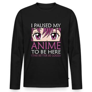 I paused my Anime - Men's Premium Organic Long Sleeve Shirt - black - Front - Nico (187cm)