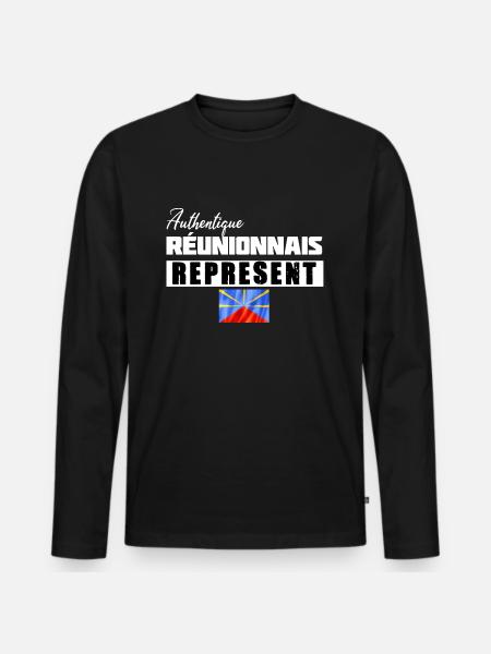 Authentique réunionnais représent - T-shirt manches longues Premium bio Homme - noir