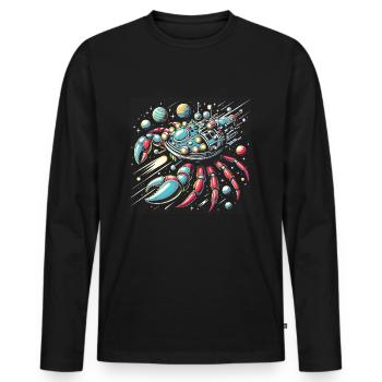Vaisseau spatial crabe coloré fantastique vaisseau spatial - T-shirt manches longues Premium bio Homme - noir - Devant - Nico (187cm)
