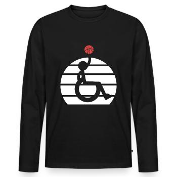 Rollstuhl - Männer Premium Bio Langarmshirt - Schwarz - Vorne - Nico (187cm)