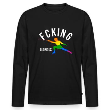 Fcking Escrimeur glorieux - T-shirt manches longues Premium bio Homme - noir - Devant - Nico (187cm)
