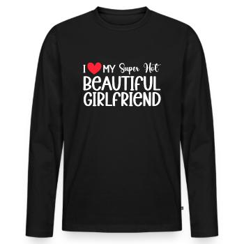 Ich Liebe Meine Freundin Paare Freund Geschenkidee - Männer Premium Bio Langarmshirt - Schwarz - Vorne - Nico (187cm)