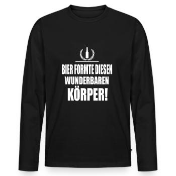 Bier, Bier T-Shirt, Biertrinker, Bierliebe - Männer Premium Bio Langarmshirt - Schwarz - Vorne - Nico (187cm)