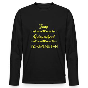 Dortmund Fan - Männer Premium Bio Langarmshirt - Schwarz - Vorne - Nico (187cm)