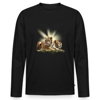 Tiger , pair of tigers , tiger head - Men's Premium Organic Long Sleeve Shirt - black - Front - Nico (187cm)