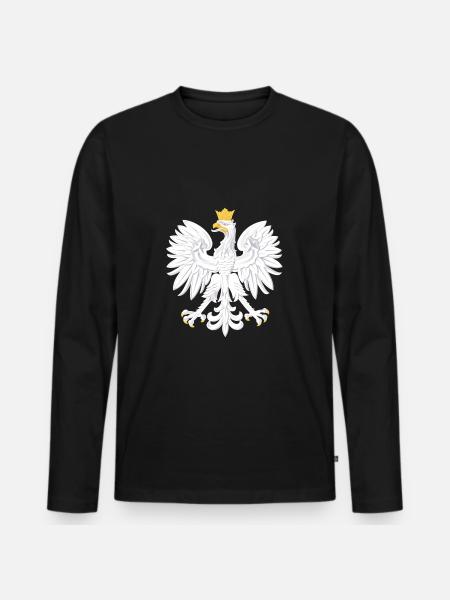Poland flag flag coat of arms eagle - Men's Premium Organic Long Sleeve Shirt - black