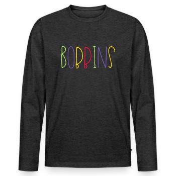 Bobines, Manchester, argot anglais du nord - T-shirt manches longues Premium bio Homme - anthracite chiné - Devant - Nico (187cm)