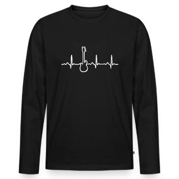 Heartbeat guitare - guitare électrique acoustique basse - T-shirt manches longues Premium bio Homme - noir - Devant - Nico (187cm)