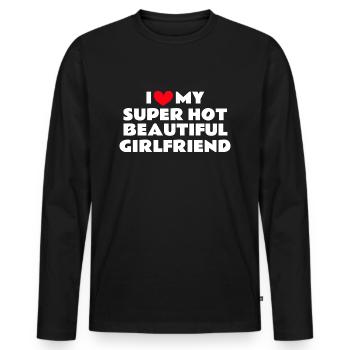 Ich Liebe Meine Freundin Paare Freund Geschenkidee - Männer Premium Bio Langarmshirt - Schwarz - Vorne - Nico (187cm)