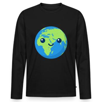 Gift for environmentalists student demo Earth - Men's Premium Organic Long Sleeve Shirt - black - Front - Nico (187cm)