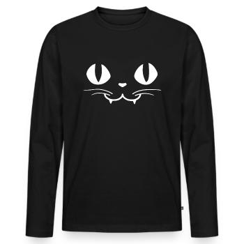 Katze - Helloween- Vampir - Männer Premium Bio Langarmshirt - Schwarz - Vorne - Nico (187cm)