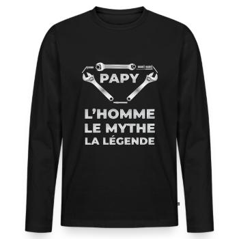 Super papy La légende. Cadeau papy - T-shirt manches longues Premium bio Homme - noir - Devant - Nico (187cm)