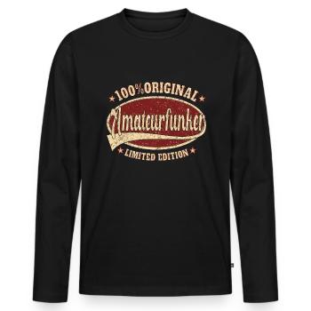 amateurfunker 100% Original - Männer Premium Bio Langarmshirt - Schwarz - Vorne - Nico (187cm)