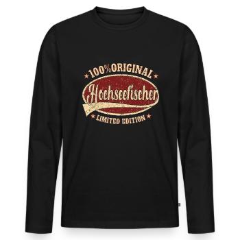 Hochseefischer 100% Original - Männer Premium Bio Langarmshirt - Schwarz - Vorne - Nico (187cm)
