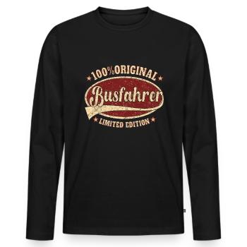 Busfahrer 100% Original Busfahrer - Männer Premium Bio Langarmshirt - Schwarz - Vorne - Nico (187cm)