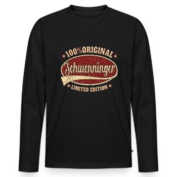 Schwenningen retro design - Männer Premium Bio Langarmshirt - Schwarz - Vorne - Nico (187cm)