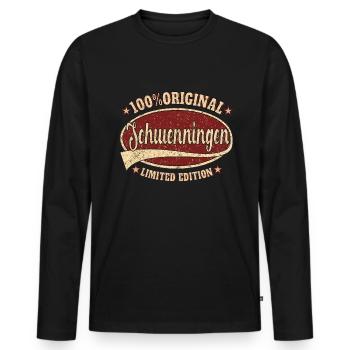 Schwenningen retro design - Männer Premium Bio Langarmshirt - Schwarz - Vorne - Nico (187cm)