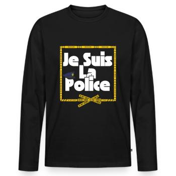 Je suis la police - T-shirt manches longues Premium bio Homme - noir - Devant - Nico (187cm)