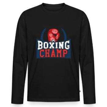 Boxen Boxer Champion Champ Sport Geschenk Hobby - Männer Premium Bio Langarmshirt - Schwarz - Vorne - Nico (187cm)