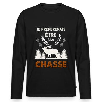 Moi C'est La Chasse Que Je Préfère Citation Chasse - T-shirt manches longues Premium bio Homme - noir - Devant - Nico (187cm)
