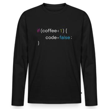 Lustiges Kaffee- und Coding-Design - Männer Premium Bio Langarmshirt - Schwarz - Vorne - Nico (187cm)