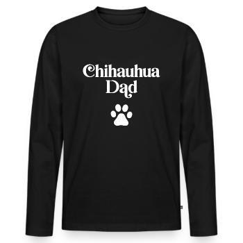 Papa Chihuahua - T-shirt manches longues Premium bio Homme - noir - Devant - Nico (187cm)