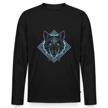Fenrir - Loup de la mythologie nordique - T-shirt manches longues Premium bio Homme - noir - Devant - Nico (187cm)