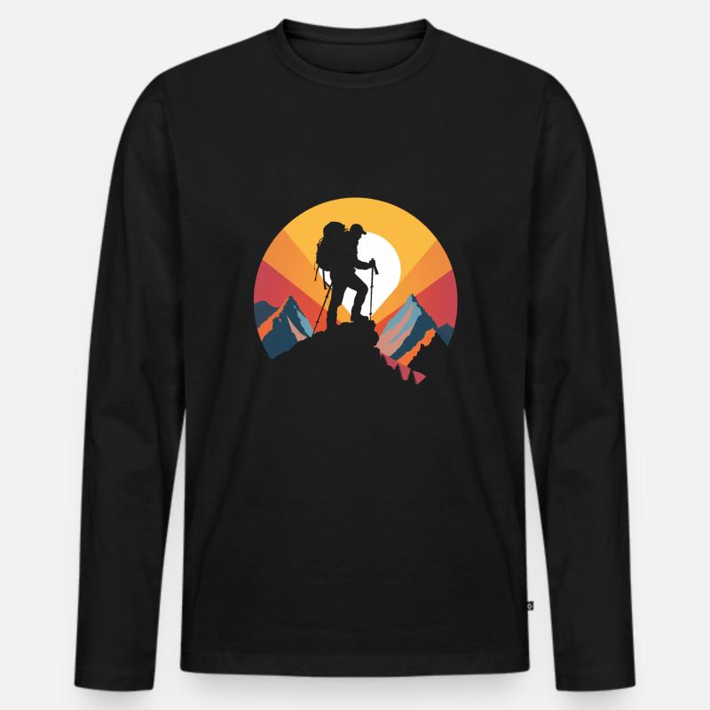 Bergwanderer - Männer Premium Bio Langarmshirt - Schwarz