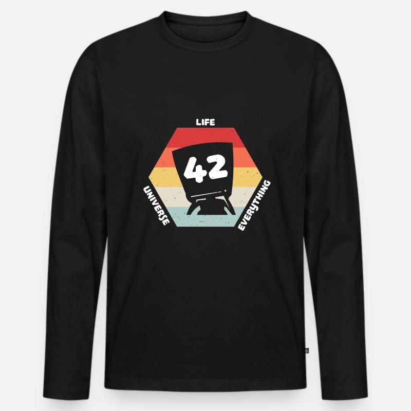 Antwort 42 - Männer Premium Bio Langarmshirt - Schwarz