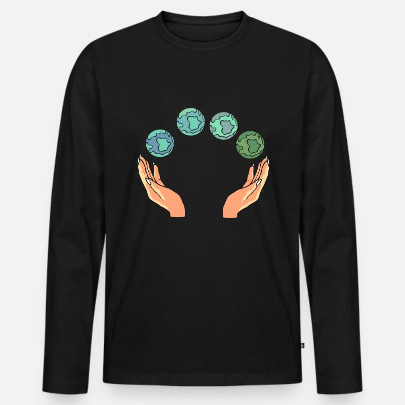 Rette die Erde Umweltschützer - Männer Premium Bio Langarmshirt - Schwarz