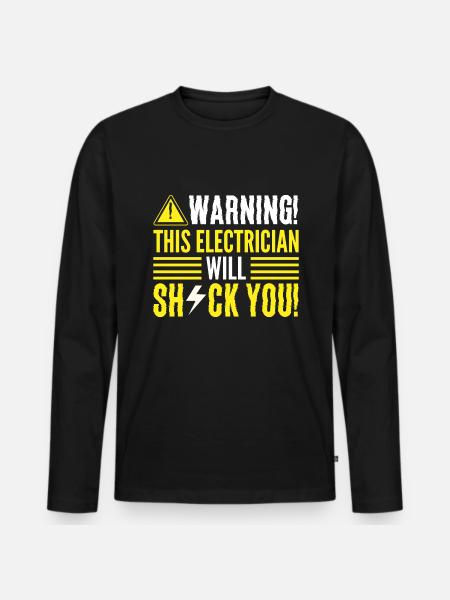 Lustiger Elektriker Elektroexperte - Männer Premium Bio Langarmshirt - Schwarz