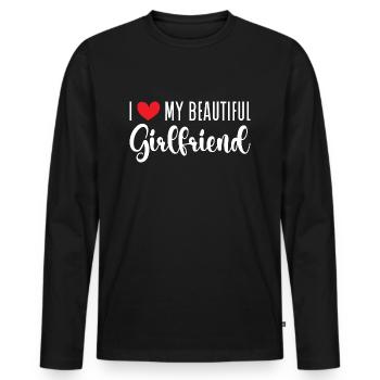 Paare Liebe Herz Freund Geschenkidee Beziehung - Männer Premium Bio Langarmshirt - Schwarz - Vorne - Nico (187cm)
